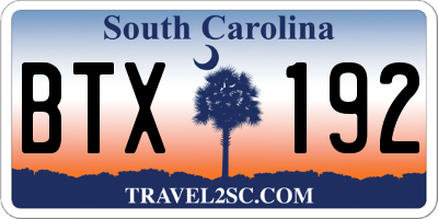 SC license plate BTX192
