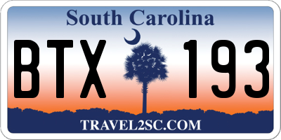 SC license plate BTX193