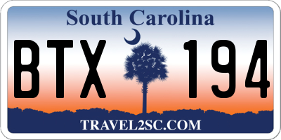 SC license plate BTX194