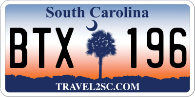 SC license plate BTX196
