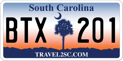 SC license plate BTX201