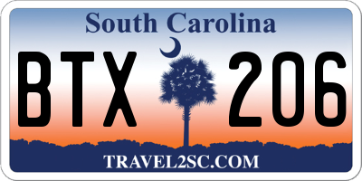 SC license plate BTX206