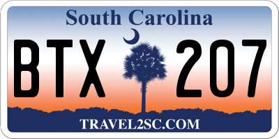 SC license plate BTX207