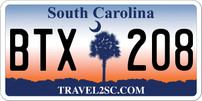 SC license plate BTX208