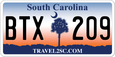 SC license plate BTX209