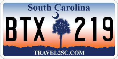 SC license plate BTX219