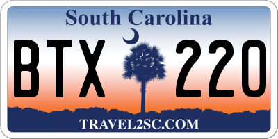SC license plate BTX220