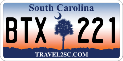 SC license plate BTX221