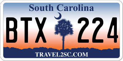 SC license plate BTX224