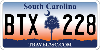 SC license plate BTX228