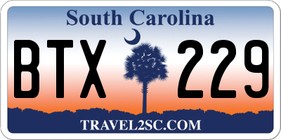 SC license plate BTX229