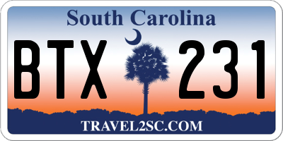 SC license plate BTX231