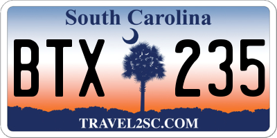 SC license plate BTX235
