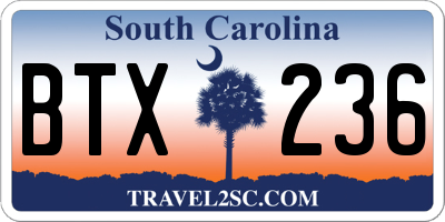 SC license plate BTX236