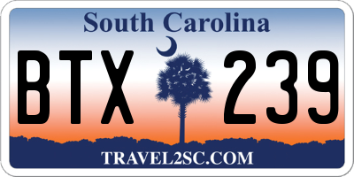 SC license plate BTX239