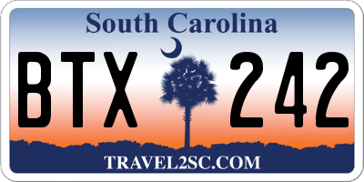 SC license plate BTX242