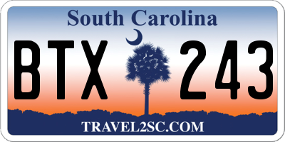 SC license plate BTX243