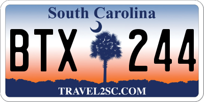SC license plate BTX244