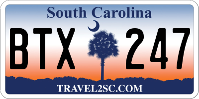 SC license plate BTX247
