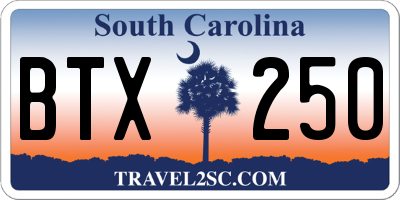 SC license plate BTX250