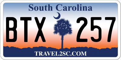 SC license plate BTX257