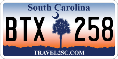 SC license plate BTX258