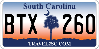 SC license plate BTX260