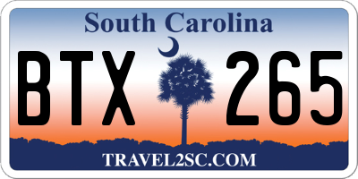 SC license plate BTX265