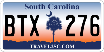 SC license plate BTX276