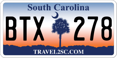 SC license plate BTX278