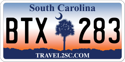 SC license plate BTX283