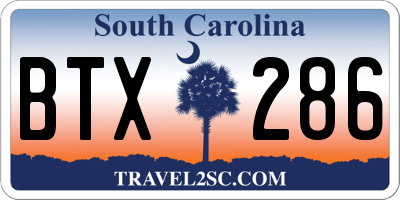SC license plate BTX286