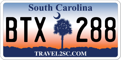 SC license plate BTX288
