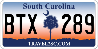 SC license plate BTX289