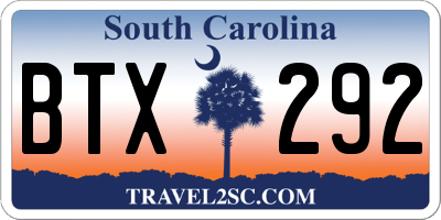 SC license plate BTX292