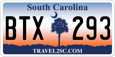 SC license plate BTX293