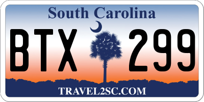 SC license plate BTX299