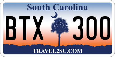 SC license plate BTX300