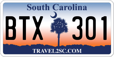 SC license plate BTX301