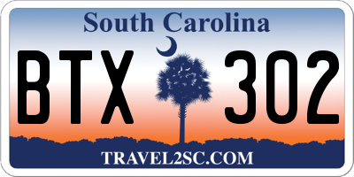 SC license plate BTX302