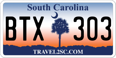 SC license plate BTX303