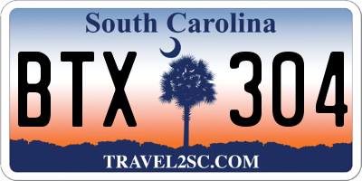 SC license plate BTX304