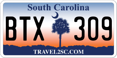 SC license plate BTX309