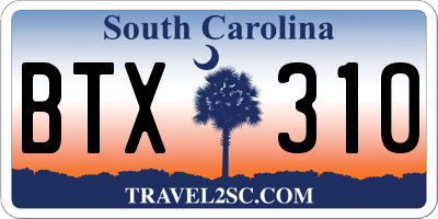 SC license plate BTX310