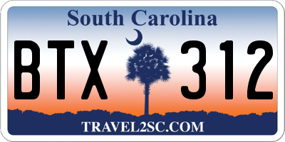 SC license plate BTX312