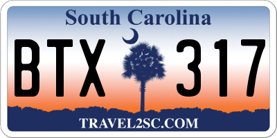 SC license plate BTX317