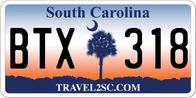 SC license plate BTX318