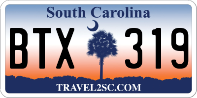 SC license plate BTX319