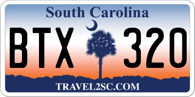 SC license plate BTX320