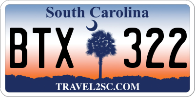 SC license plate BTX322